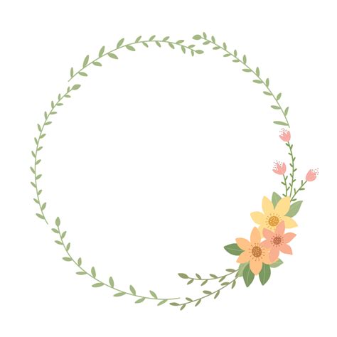 Bordered Floral Wreath In Flat Style 24678651 PNG