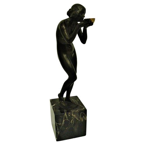 Art Deco Salome Nude Woman Silvered Bronze Sculpture Sibylle May