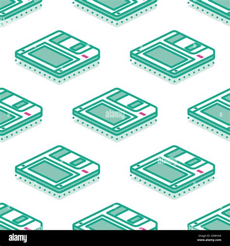 Isometric Floppy Magnetic Disk Seamless Pattern Vector Illustration