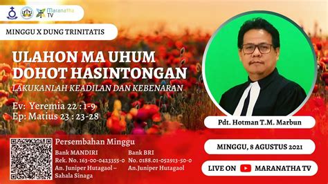 Parmingguon Di Minggu X Dung Trinitatis Agustus Youtube