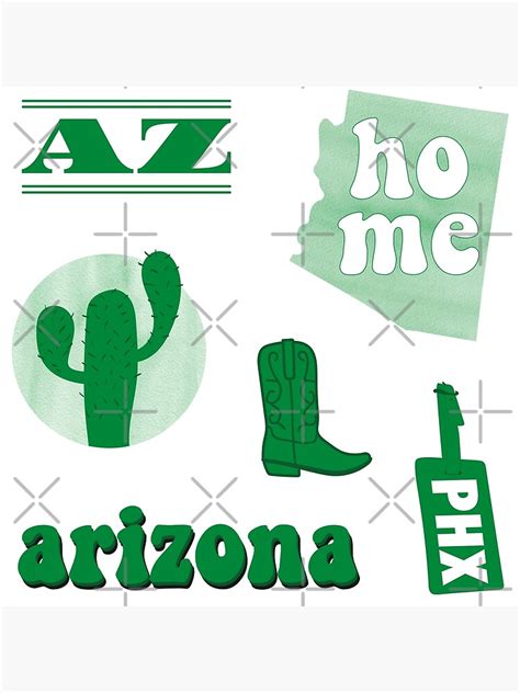 Kelly Green Watercolor Arizona Us State Sticker Pack Poster By The