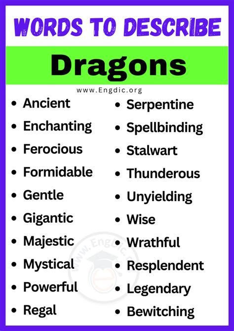 20 Best Words To Describe Dragons Adjectives For Dragons Engdic