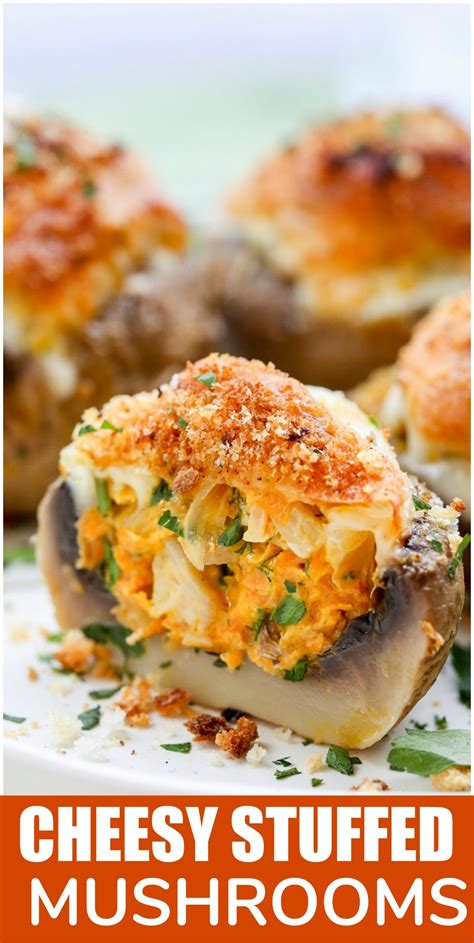 Cheesy Stuffed Mushrooms Recipe Vegetarian Let The Baking Begin