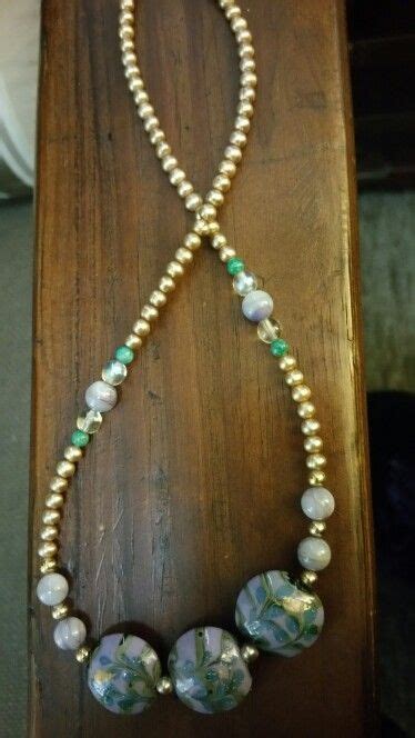 Pearl And Lamp Work Bead Necklace With Shell Beads By Dharma Mala Shop