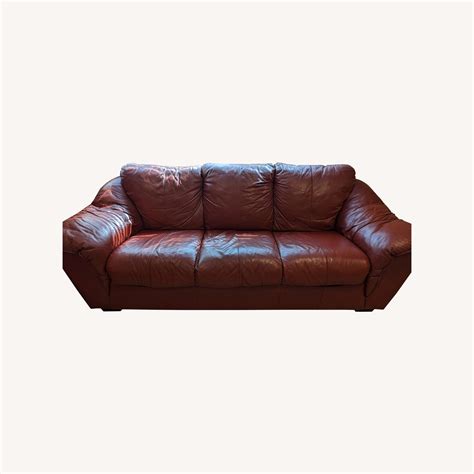 Vintage High End Red Leather 3-Seat Sofa - AptDeco