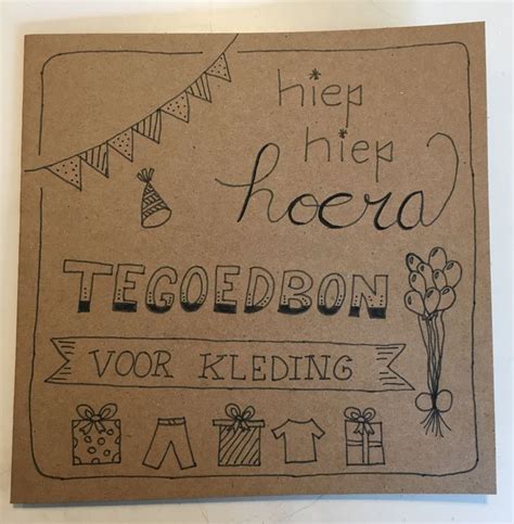 Tegoedbon Voor Kleding Verjaardag Handlettering Zelfgemaakte