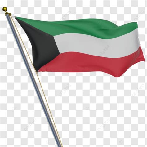 Kuwait Flag Waving With Post Kuwait Flag Waving With Pole Transparent