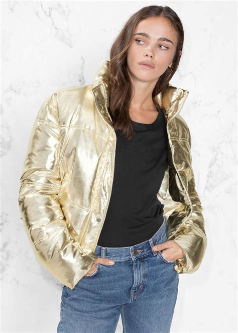 Metallic Puffer Jacket Jackets Coats Jackets Women Puffer Jackets