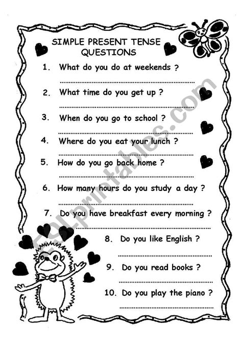 simple present tense questions - ESL worksheet by chance 