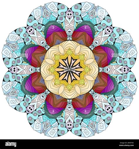 Hand Drawn Zentangle Mandala For Coloring Page Stock Vector Image Art