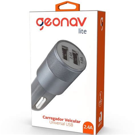 Carregador Veicular C 2 Portas USB ES24CHI Geonav PT 1 UN Smartphones