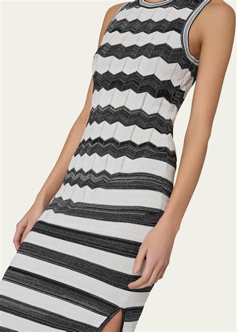 Milly Sleeveless Chevron Knit Midi Dress Bergdorf Goodman