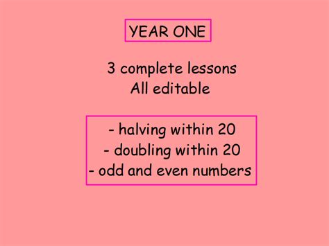 Y1 Maths Mastery Halving Doubling Odd And Even Numbers 3 Complete