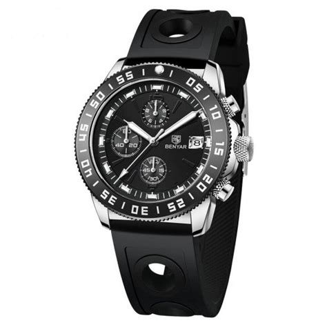 Benyar By 5198 2022 Black Men Watch Chronograph With Strap Silicone Bagallery