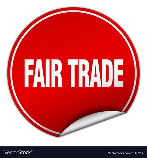 Fair Trade Round Red Sticker Isolated On White Vector Image