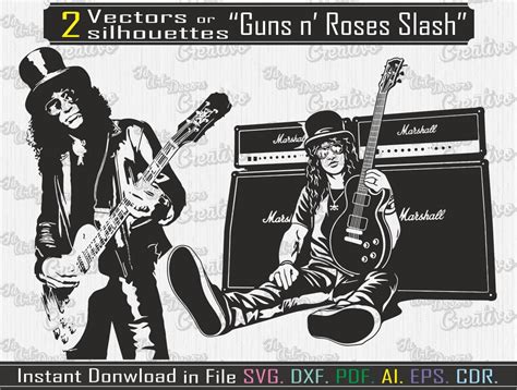 Silhouettes Of Slash Guns N Roses For Cutting Or Printing Rock Band