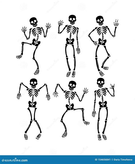 Set Of Dancing Skeletons Stock Vector Illustration Of Active 154656841