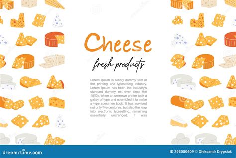 Cheeses Shop Banner Cheeses Menu Design Cheddar Camembert Brick