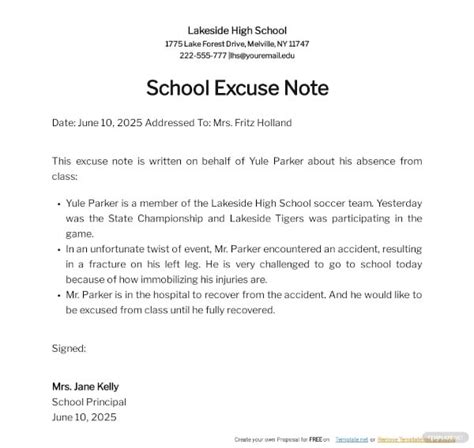 Excuse Letter For Absence Due To Illness