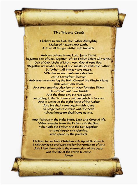 Nicene Creed On Parchment Scroll Apostles Creed Christian Creeds Hd Png Download