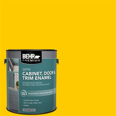 Behr Premium Gal B Yellow Flash Satin Enamel Interior Cabinet