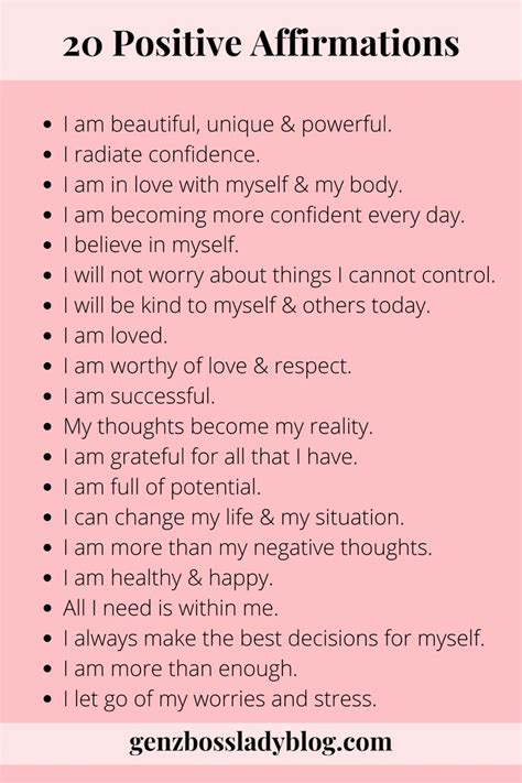 Positive Affirmation For Women Genz Boss Lady Blog Affirmations