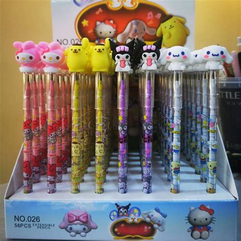 4Pcs Set Sanrio Cute Cartoon Non Sharpening Pencils Pen Cap HB Lead