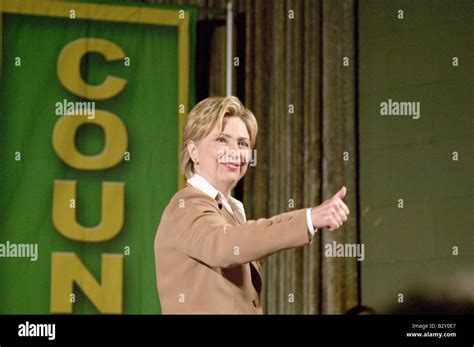 Hillary Clinton Giving Thumbs Up To Crowd At Rally Following Iowa