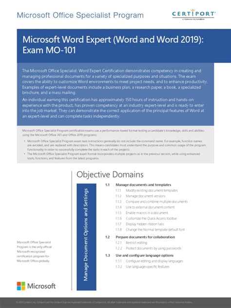 Microsoft Word Expert Word And Word 2019 Exam Mo 101 Microsoft