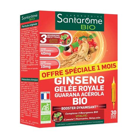 Santarome Bio Ginseng Gel E Royale Guarana Ac Rola Bio Ampoules De Ml