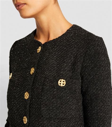 Womens St John Black Tweed Cropped Jacket Harrods UK