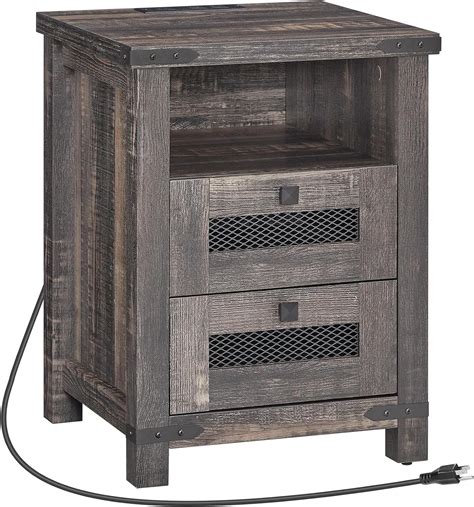 Amazon Larmnee Farmhouse Nightstand With Charging Station End