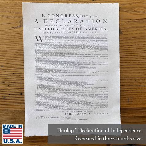 Dunlap Broadside Of The Declaration Of Independence Three Quarter Si