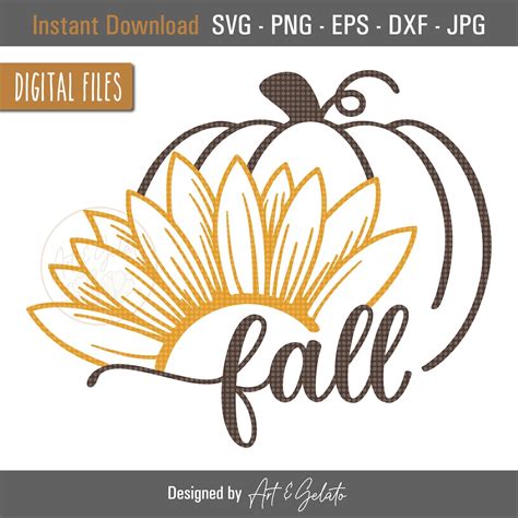 Fall Pumpkin Sunflower Svg Fall Svg Happy Thanksgiving Svg Autumn