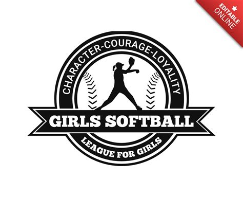 Girls Softball League Logo Design Template Free Design Template