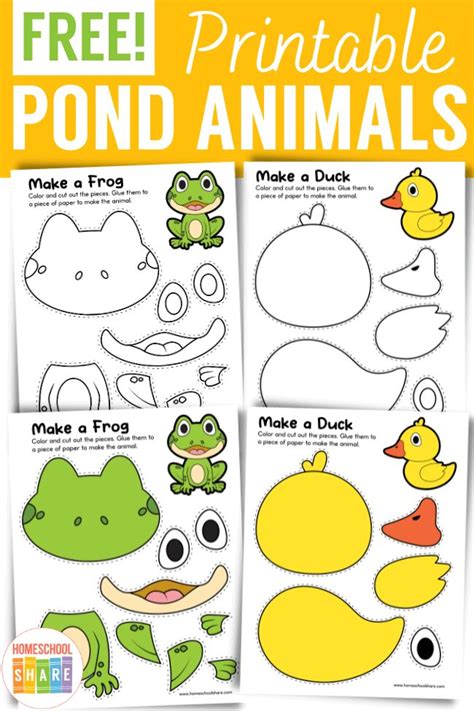 Free Printable Pond Animal Crafts Homeschool Share Pond Animals