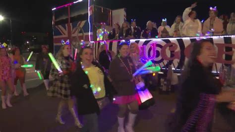 Live Krewe Of Lafitte Illuminated Rolls In Downtown Pensacola Mardi