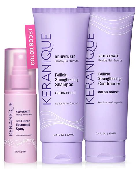 Keranique Color Treated Shampoo And Conditioner Set With Hair Thickening Spray