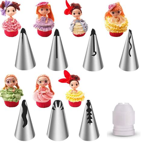 8pcs Cake Decorating Icing Piping Tip Set Pleated Skirt Piping Nozzles Set Ruffle Piping Tips