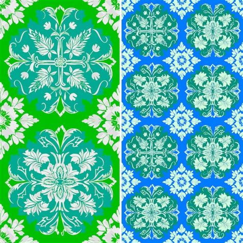 Seamless Green Damask Pattern Psd 3000 High Quality Free Psd