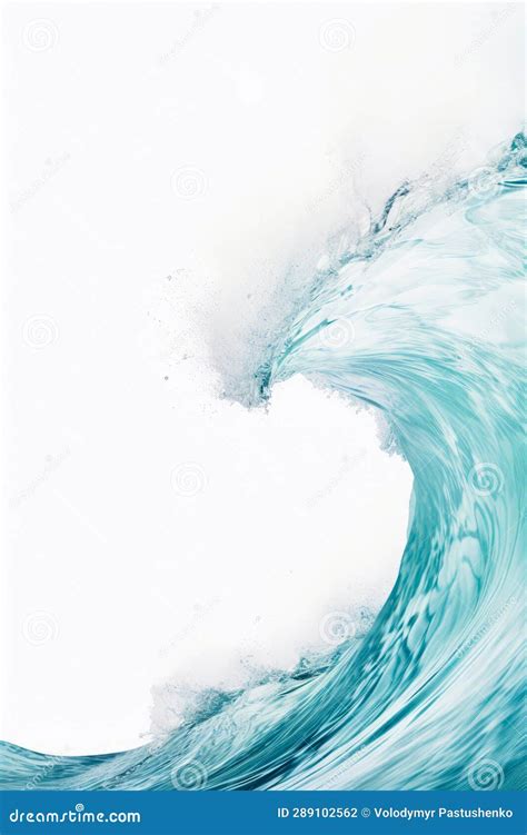 Wave Is Breaking In The Ocean On White Background With Blue Hue