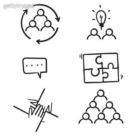 Hand Drawn Simple Set Of Team Work Related Vector Line Icons Contains