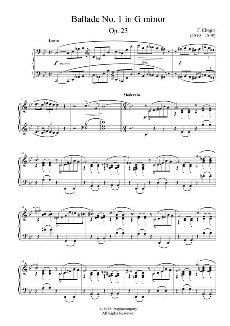 F Chopin Chopin Ballade 1 Piano Sheet Music Free 曲谱 By Mymusicsheet