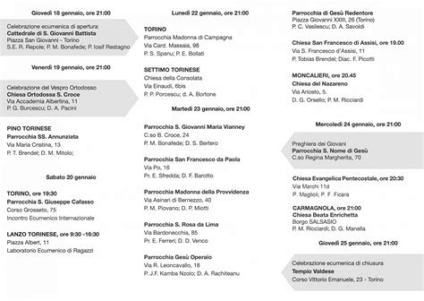 Settimana Di Preghiera Per Lunit Dei Cristiani Gennaio