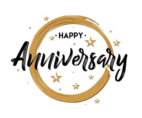 Happy Anniversary Hand Drawn Lettering Premium Vector