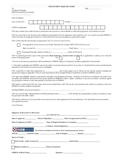 Fillable Online Prepayment Request Form HDB Fill And Sign Printable