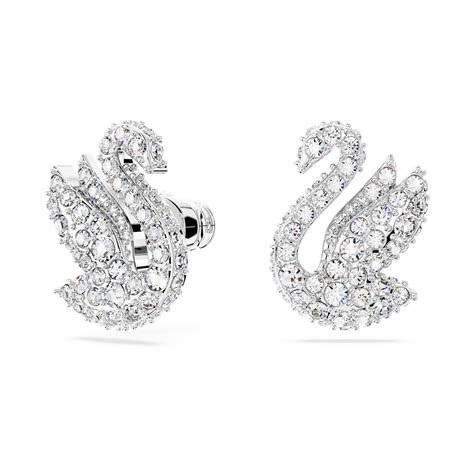 Swarovski Iconic Swan Stud Earrings Swan White Rhodium Plated