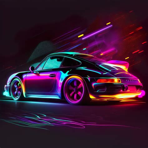 Cool Neon Porsche Digital Picture - Etsy