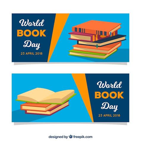 Banners Del D A Mundial Del Libro En Estilo Plano Vector Gratis