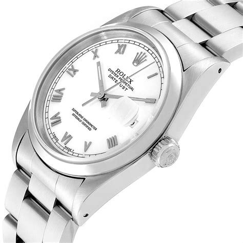 Rolex Datejust White Roman Dial Oyster Bracelet Steel Mens Watch